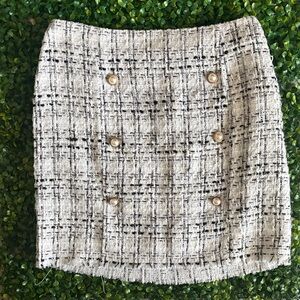 Black and White Tweed Mini Skirt